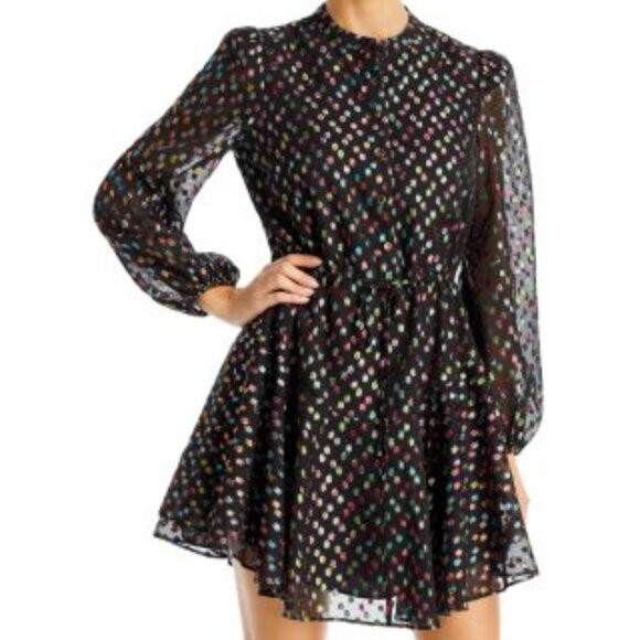 Milly Reina Confetti Metallic A Line Dot Dress Size 6 - Picture 1 of 9